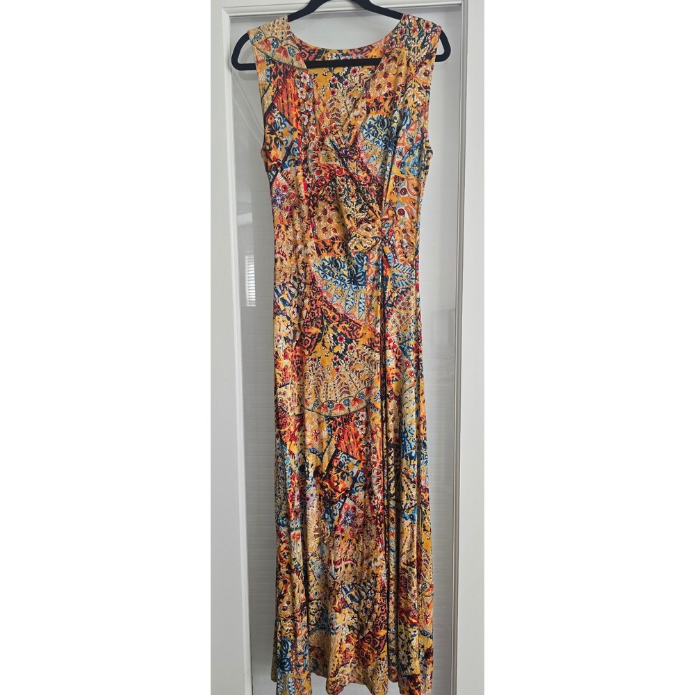 Soft Surroundings Women Small Sleeveless Floral Print Maxi Dress Paisley Vibrant